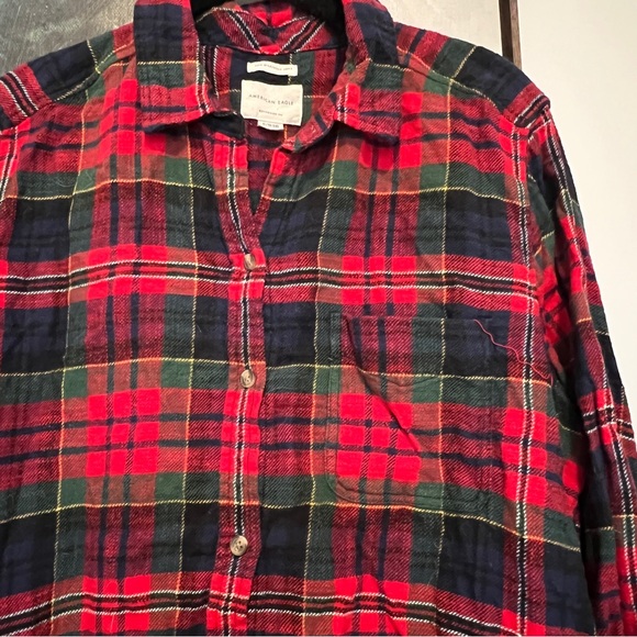 American eagle plaid long sleeve flannel button down shirt XL - Picture 2 of 5